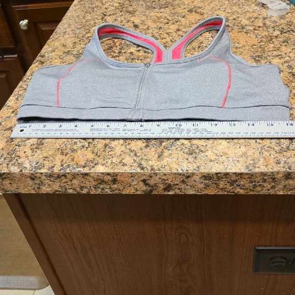Ideology Zip-Front Gray and Pink Sports Bra - Picture 8 of 9